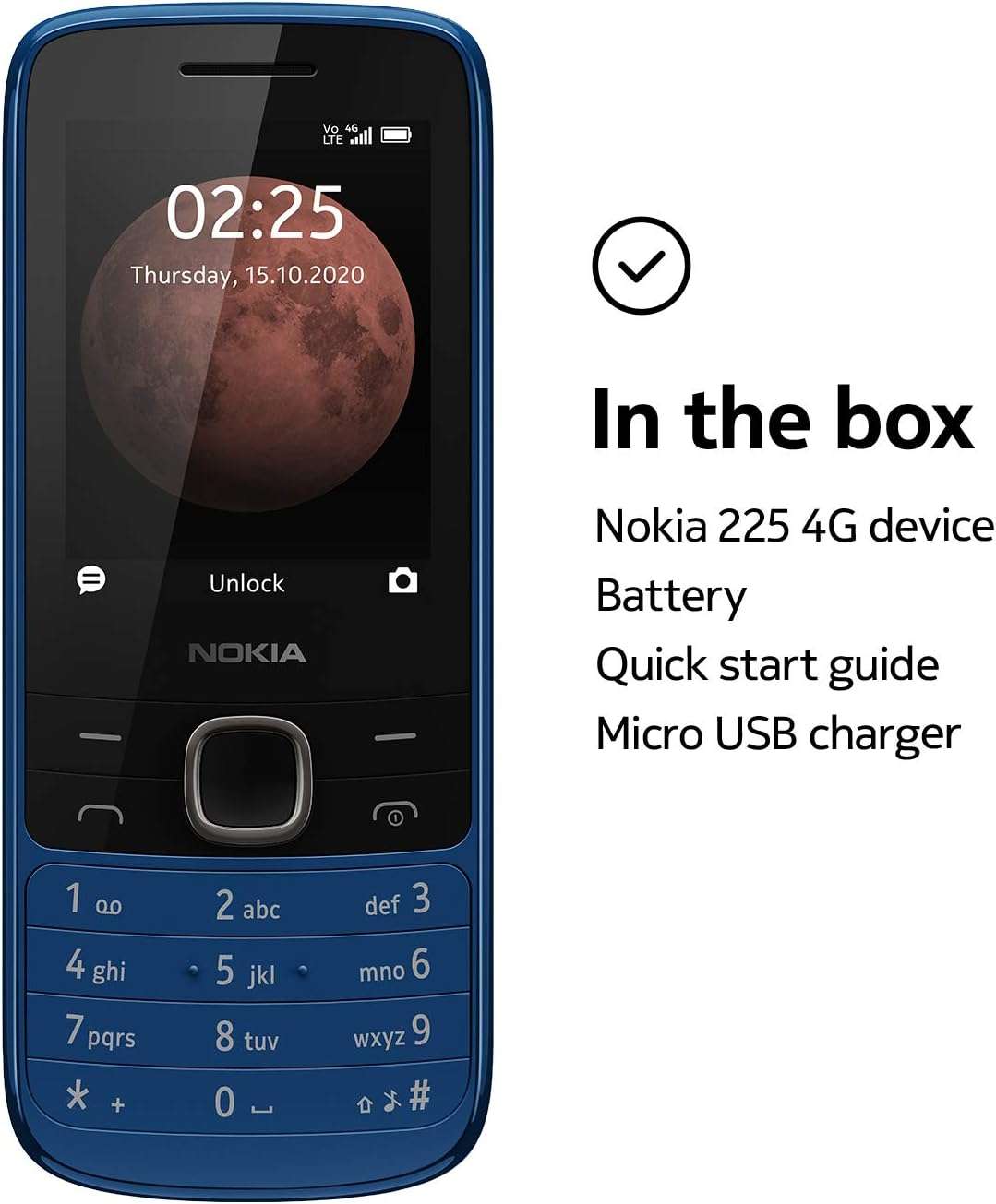 Nokia Téléphone Portable 225 4G 2020 16QENL01A02 Bleu