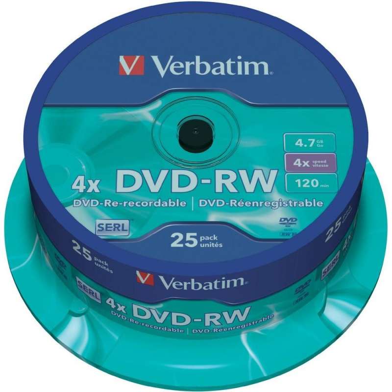 Pack 25 DVD-RW Verbatim ré-inscriptibles 4,7 Go