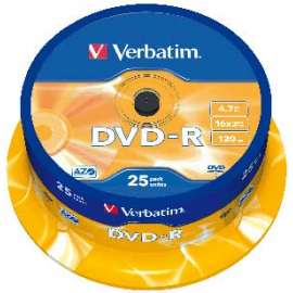 Pack de 25 DVD-R Verbatim capacité 4,7 GO