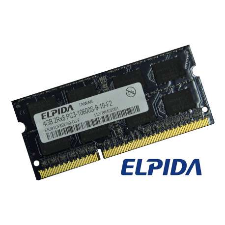 Barrette Mémoire RAM Sodimm 4Go DDR3 PC3-10600S Elpida EBJ41UF8BCS0-DJ-F CL11